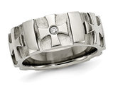 Men's Stainless Steel Brushed Cross Band Ring (9mm)